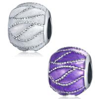 Enamel Zinc Alloy European Beads, Drum, platinum color plated, without troll lead & cadmium free, 8-12mm Approx 4-4.5mm 
