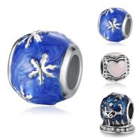 Enamel Zinc Alloy European Beads, platinum color plated & without troll, lead & cadmium free, 10-15mm Approx 4-4.5mm 
