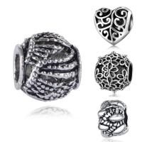 Zinc Alloy European Beads, antique silver color plated & without troll, lead & cadmium free, 10-15mm Approx 4-4.5mm 