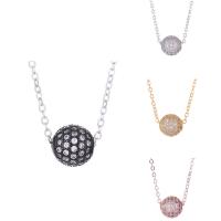 Brass Necklace, with 5cm extender chain, Round, plated, oval chain & micro pave cubic zirconia & for woman nickel, lead & cadmium free, 400mm Approx 15.5 Inch 