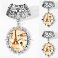 Zinc Alloy Scarf Pendant, with Glass, Flower, antique silver color plated, time gem jewelry & for woman & decal, lead & cadmium free Approx 25mm 