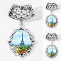 Zinc Alloy Scarf Pendant, with Glass, Flower, antique silver color plated, time gem jewelry & decal, lead & cadmium free Approx 25mm 