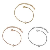 Stainless Steel Chain Bracelets, 316L Stainless Steel, with 2lnch extender chain, plated, for woman & with rhinestone 6mm Approx 6.7 Inch 