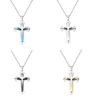 Stainless Steel Jewelry Necklace, 316L Stainless Steel, Cross, plated, oval chain & for woman & with rhinestone Approx 19.6 Inch 