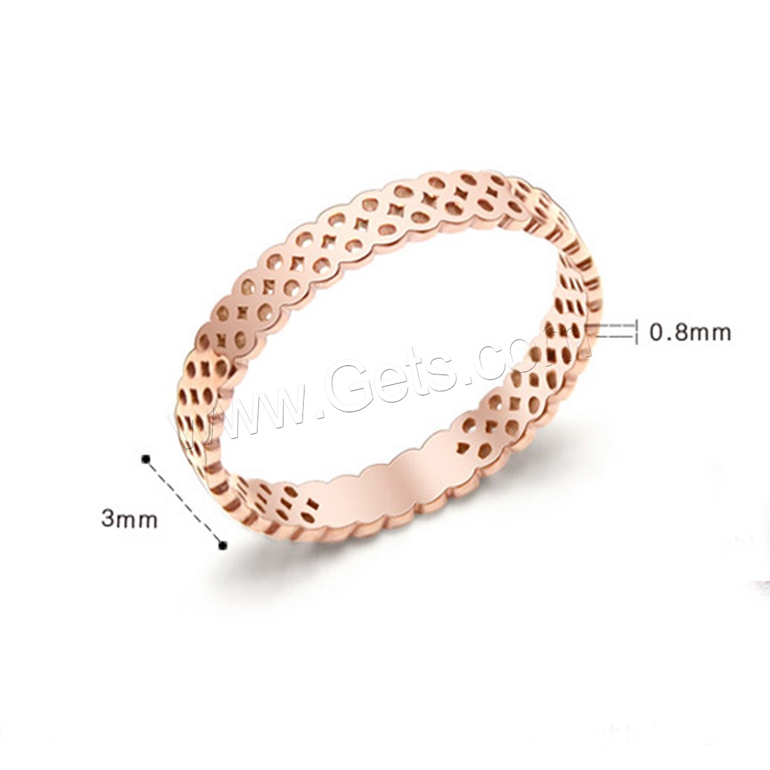 Stainless Steel Finger Ring, 316L Stainless Steel, rose gold color plated, different size for choice & for woman & hollow, 0.8mm, 3mm, Sold By PC