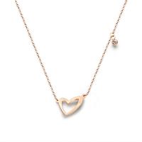Stainless Steel Jewelry Necklace, 316L Stainless Steel, with 2lnch extender chain, Heart, rose gold color plated, oval chain & for woman & with rhinestone, 20mm Approx 15.7 Inch 