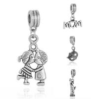 Zinc Alloy European Pendants, antique silver color plated & without troll, lead & cadmium free, 10-30mm Approx 4-4.5mm 