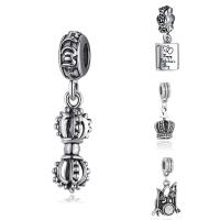 Zinc Alloy European Pendants, antique silver color plated & without troll, lead & cadmium free, 10-30mm Approx 4-4.5mm 