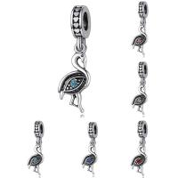 Zinc Alloy European Pendants, Crane, antique silver color plated, without troll & with rhinestone lead & cadmium free, 10-30mm Approx 4-4.5mm 
