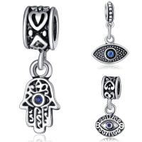 Zinc Alloy European Pendants, antique silver color plated & without troll & with rhinestone, lead & cadmium free, 10-30mm Approx 4-4.5mm 
