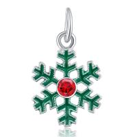 Zinc Alloy European Pendants, Snowflake, platinum color plated, without troll & with rhinestone, lead & cadmium free Approx 4-4.5mm 