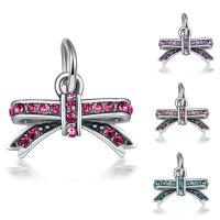 Zinc Alloy European Pendants, Bowknot, platinum color plated, without troll & with rhinestone lead & cadmium free, 15-20mm Approx 4-4.5mm 
