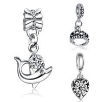 Zinc Alloy European Pendants, plated & without troll & with rhinestone, lead & cadmium free, 10-30mm Approx 4-4.5mm 