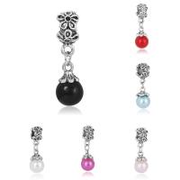 Zinc Alloy European Pendants, with ABS Plastic Pearl, Flower, antique silver color plated, without troll lead & cadmium free, 10-30mm Approx 4-4.5mm 