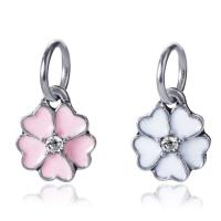 Zinc Alloy European Pendants, Flower, platinum color plated, without troll & enamel & with rhinestone lead & cadmium free, 10-30mm Approx 4-4.5mm 