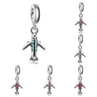 Zinc Alloy European Pendants, Airplane, platinum color plated, without troll & with rhinestone lead & cadmium free, 10-30mm Approx 4-4.5mm 