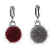 Fluffy Pom Pom Earrings, Zinc Alloy, with Plush, Flat Round, platinum color plated, without troll lead & cadmium free, 10-30mm Approx 4-4.5mm 