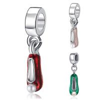 Zinc Alloy European Pendants, with ABS Plastic Pearl, Shoes, platinum color plated, without troll & enamel lead & cadmium free, 10-30mm Approx 4-4.5mm 