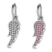 Zinc Alloy European Pendants, Wing Shape, platinum color plated, without troll & with rhinestone lead & cadmium free, 10-30mm Approx 4-4.5mm 