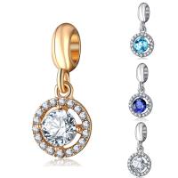 Zinc Alloy European Pendants, Flat Round, plated, without troll & with rhinestone lead & cadmium free, 10-30mm Approx 4-4.5mm 