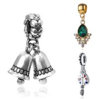 Zinc Alloy European Pendants, plated & without troll & with rhinestone, lead & cadmium free, 10-30mm Approx 4-4.5mm 