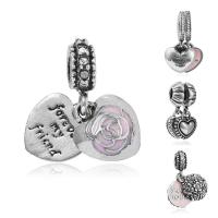 Zinc Alloy European Pendants, antique silver color plated, with letter pattern & without troll & enamel, lead & cadmium free, 10-30mm Approx 4-4.5mm 