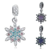 Zinc Alloy European Pendants, Flower, plated, without troll & with rhinestone lead & cadmium free, 10-30mm Approx 4-4.5mm 