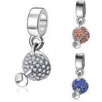 Zinc Alloy European Pendants, platinum color plated, without troll & with rhinestone lead & cadmium free, 10-30mm Approx 4-4.5mm 