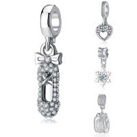 Zinc Alloy European Pendants, platinum color plated & without troll & with rhinestone, lead & cadmium free, 10-30mm Approx 4-4.5mm 