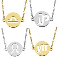 Stainless Steel Jewelry Necklace, with 2Inch extender chain, 12 Signs of the Zodiac, plated, oval chain & for woman 1.5mm Approx 18 Inch 