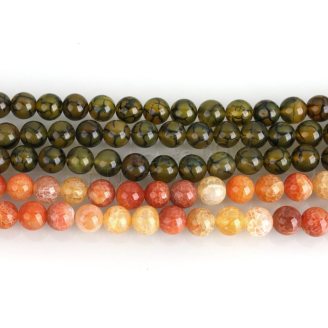 Perles agate veines de dragon naturelles, Rond, normes différentes pour le choix, couleurs mélangées, Trou:Environ 1.5-2mm, Longueur:15 pouce, Vendu par brin