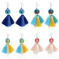 Zinc Alloy Tassel Earring, with Plush, iron earring hook, gold color plated, for woman lead & cadmium free 