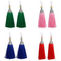 Zinc Alloy Tassel Earring, with Plush & Resin, iron earring hook, platinum color plated, for woman lead & cadmium free 