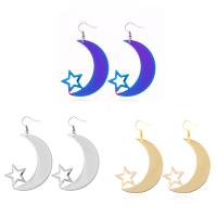 Zinc Alloy Drop Earring, iron earring hook, Moon and Star, plated, with painted & for woman lead & cadmium free 