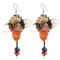 Shell Drop Earring, with Crystal & Zinc Alloy, iron earring hook, Flower, for woman 