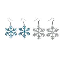 Zinc Alloy Drop Earring, iron earring hook, Snowflake, platinum color plated, for woman & with rhinestone lead & cadmium free 