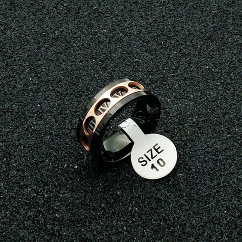 Stainless Steel Finger Ring, plated, with roman number & Unisex & different size for choice, Sold By PC