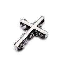 Titanium Steel Pendants, Skull Cross, polished, blacken Approx 16mm 