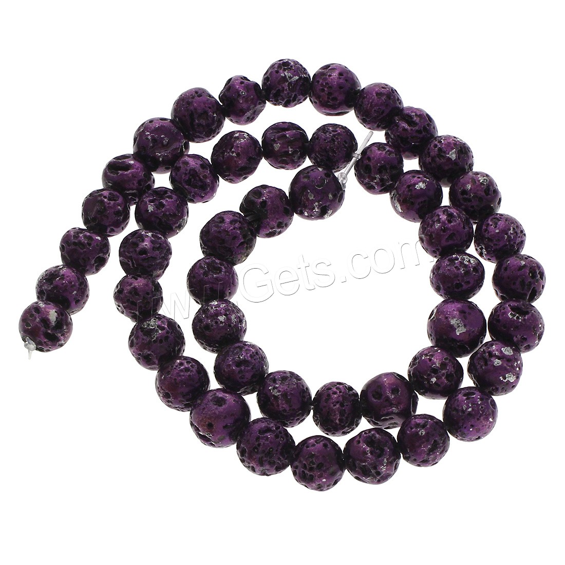 Multicolor Lava Perlen, rund, Spritzlackierung, verschiedene Größen vorhanden, keine, Bohrung:ca. 1mm, Länge:ca. 15 ZollInch, verkauft von Strang
