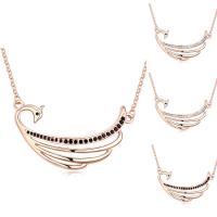 Rhinestone Brass Necklace, with 5cm extender chain, Peacock, real rose gold plated, twist oval chain & for woman & with Austria rhinestone nickel, lead & cadmium free Approx 15.5 Inch 