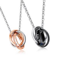 Titanium Steel Jewelry Necklace, plated, Unisex & oval chain & for couple & with cubic zirconia 