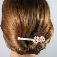 Hair Clip, ABS Plastic Pearl, with iron clip & Nylon & Resin, Flower, for woman, 60-80mm 