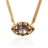 Crystal Zinc Alloy Necklace, with Crystal, with 5cm extender chain, Horse Eye, gold color plated, for woman & with rhinestone & hollow lead & cadmium free, 450mm 
