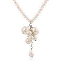ABS-Kunststoff-Perlen Halskette, mit Zinklegierung, für Frau, 450mm, Länge:ca. 17.5 ZollInch, verkauft von Strang