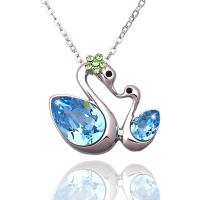 Crystal Zinc Alloy Necklace, with Crystal, Swan, platinum color plated, oval chain & for woman & faceted, lead & cadmium free, 450mm Approx 17.5 Inch 