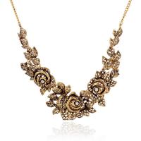 Rhinestone Zinc Alloy Necklace, with 5cm extender chain, Flower, plated, for woman & with rhinestone 450mm Approx 17.5 Inch 
