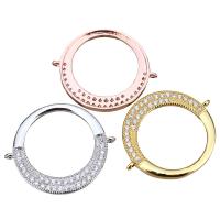 Cubic Zirconia Micro Pave Brass Connector, Donut, plated, micro pave cubic zirconia & 1/1 loop Approx 1mm 