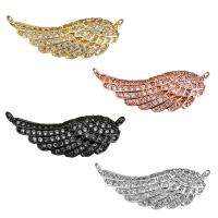 Cubic Zirconia Micro Pave Brass Connector, Wing Shape, plated, micro pave cubic zirconia & 1/1 loop Approx 1mm 