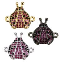 Cubic Zirconia Micro Pave Brass Connector, Ladybug, plated, micro pave cubic zirconia & 1/1 loop Approx 1mm 