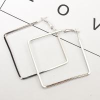 Zinc Alloy Hoop Earring, stainless steel post pin, Rhombus, for woman lead & cadmium free, 50mm 